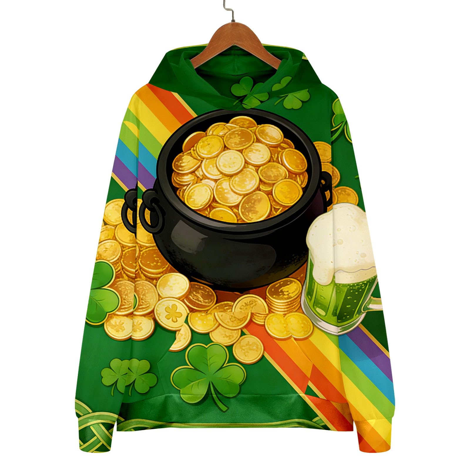 Ropa Protección Solar Camiseta del Día De San Valentín para Niños, Sudaderas con Capucha Manga Larga, Atuendo, Irlandesa Divertida Top Hombre (Black, S) Mangas Proteccion Camisa Corta