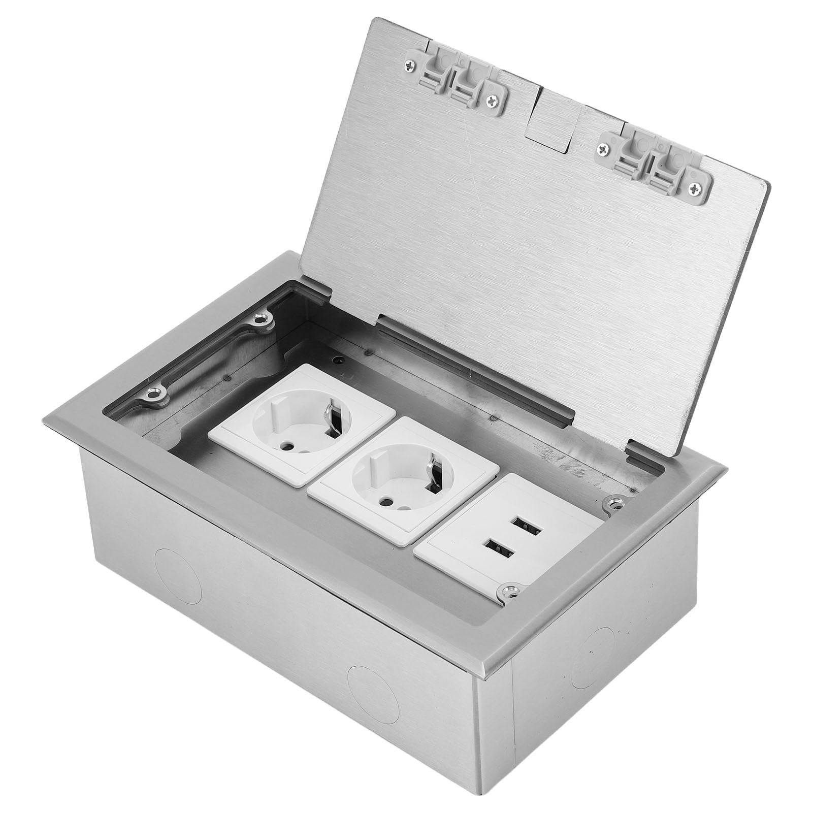 YWBL-WH Scatola di Derivazione da Incasso a Pavimento in Acciaio Inossidabile Impermeabile con 2 Uscite 2 Porte USB 16A 4000W per Installazione a Pavimento Residenziale Commerciale in