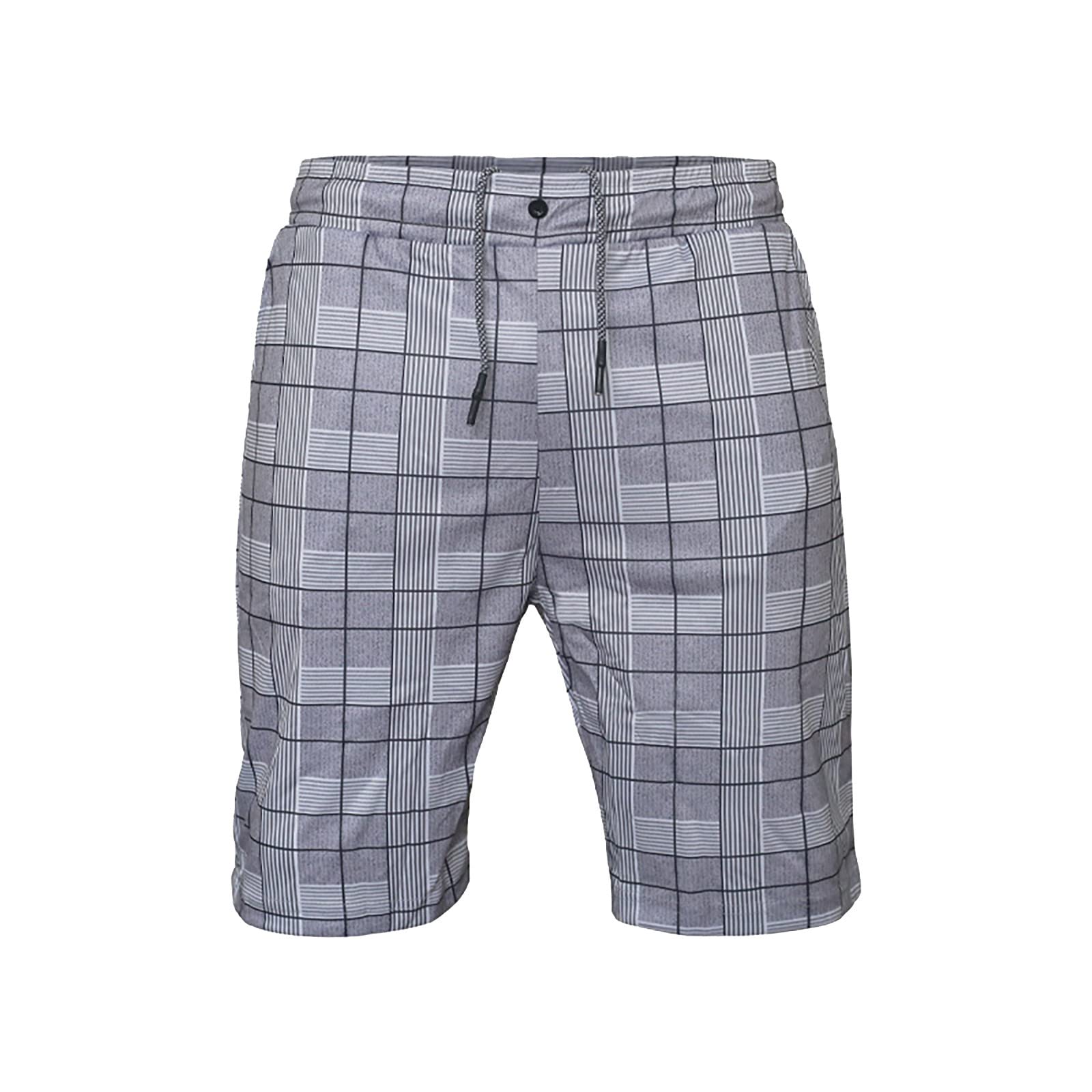 Mens Shorts 5 Inch Inseam Men's Casual Shorts Plaid Striped Fashion Slim Five Point Shorts Beach Shorts Black