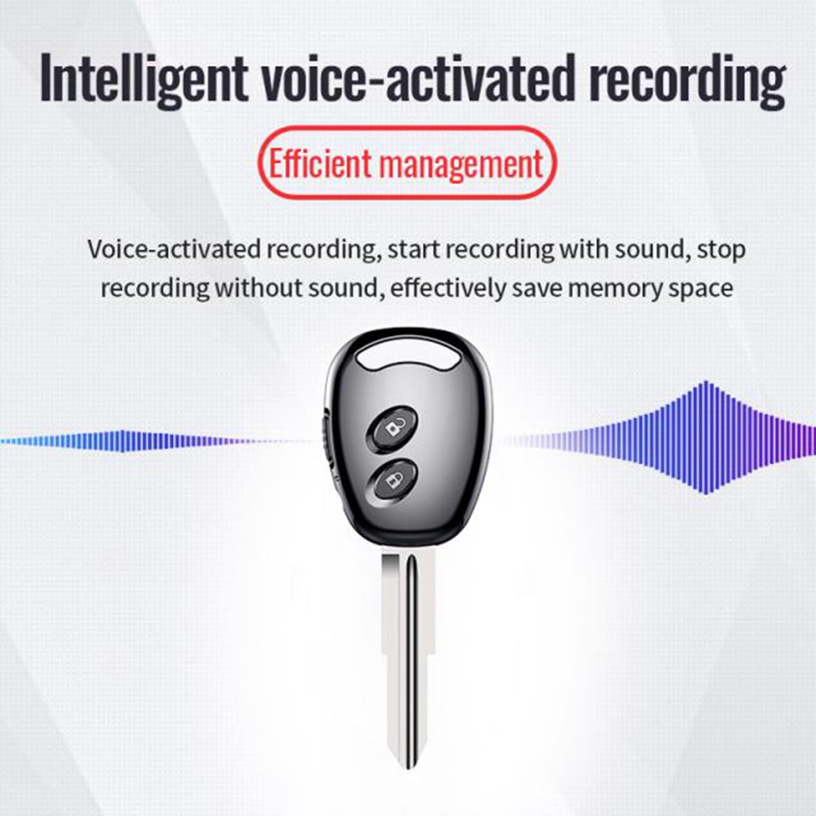Grabadora de Voz M1 con Forma de Tecla, Grabación y Reproducción Activada por Voz, Reproductor MP3 con Cancelación de Ruido, Grabadora de Audio con Auriculares para Clases de (8GB)