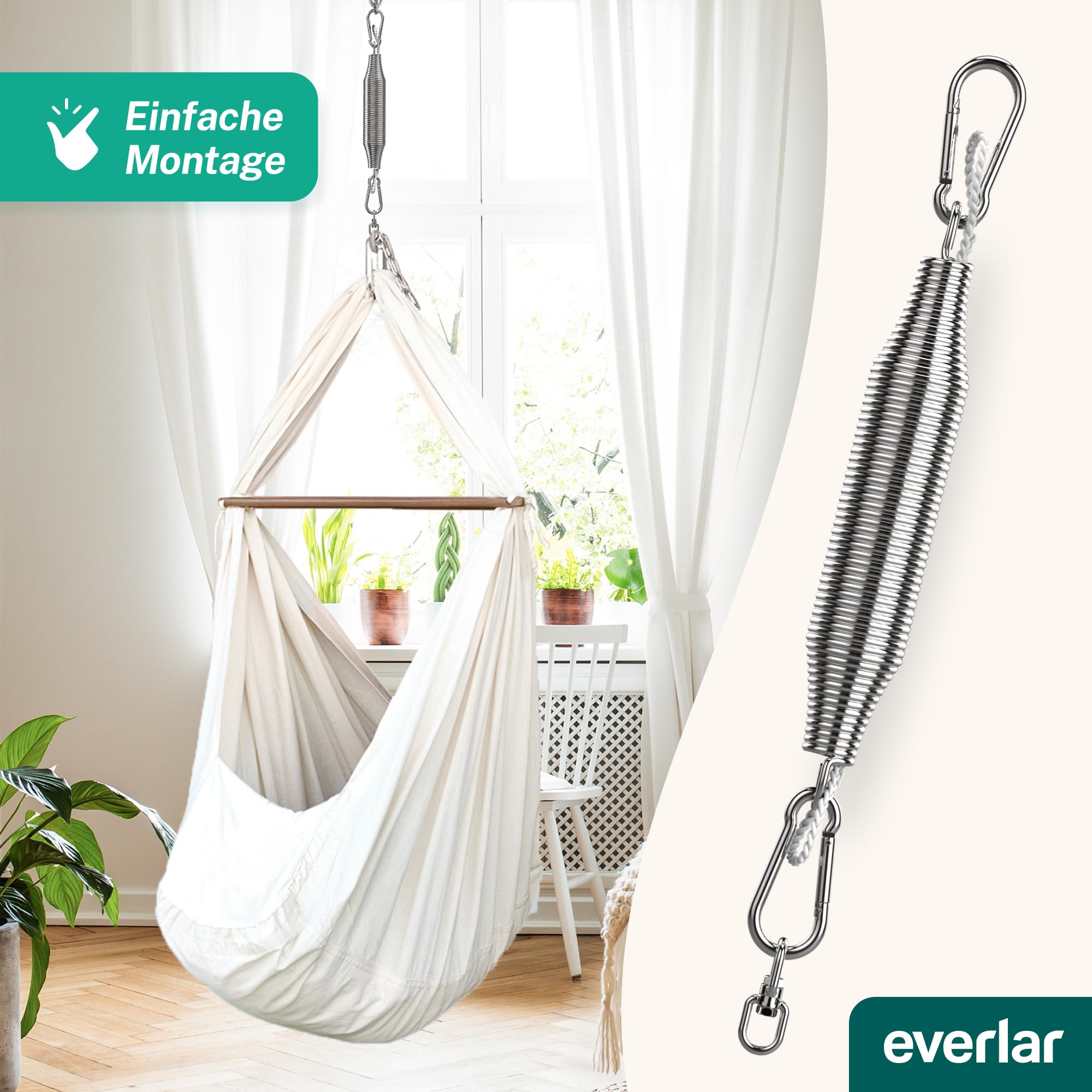 Feder für Babywiege I Perfekte Einschlafhilfe Made in EU I Für raschen & ruhigen Schlaf I Für Baby Hängewiege, Federwiege I Schwingfeder Babyhängematte Türklammer I Bis 15kg