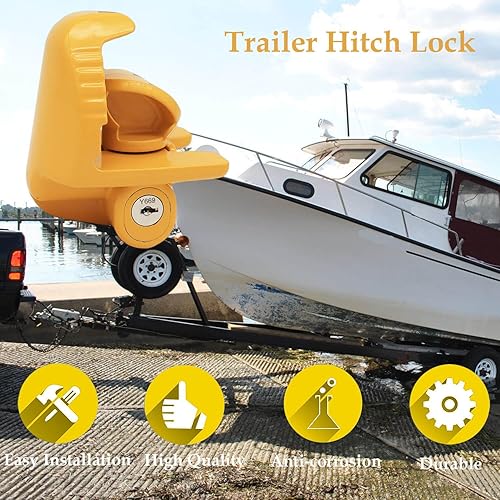 Miniatura 2 de Bloqueo universal de enganche de remolque para acopladores de 1-78 pulgadas, 2 pulgadas y 2-516 pulgadas para remolques de viaje, barco, caravanas