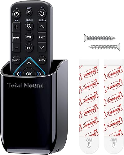 TotalMount Soporte para control remoto sin agujeros, elimina la necesidad de perforar agujeros en tu pared (negro, cantidad 1)