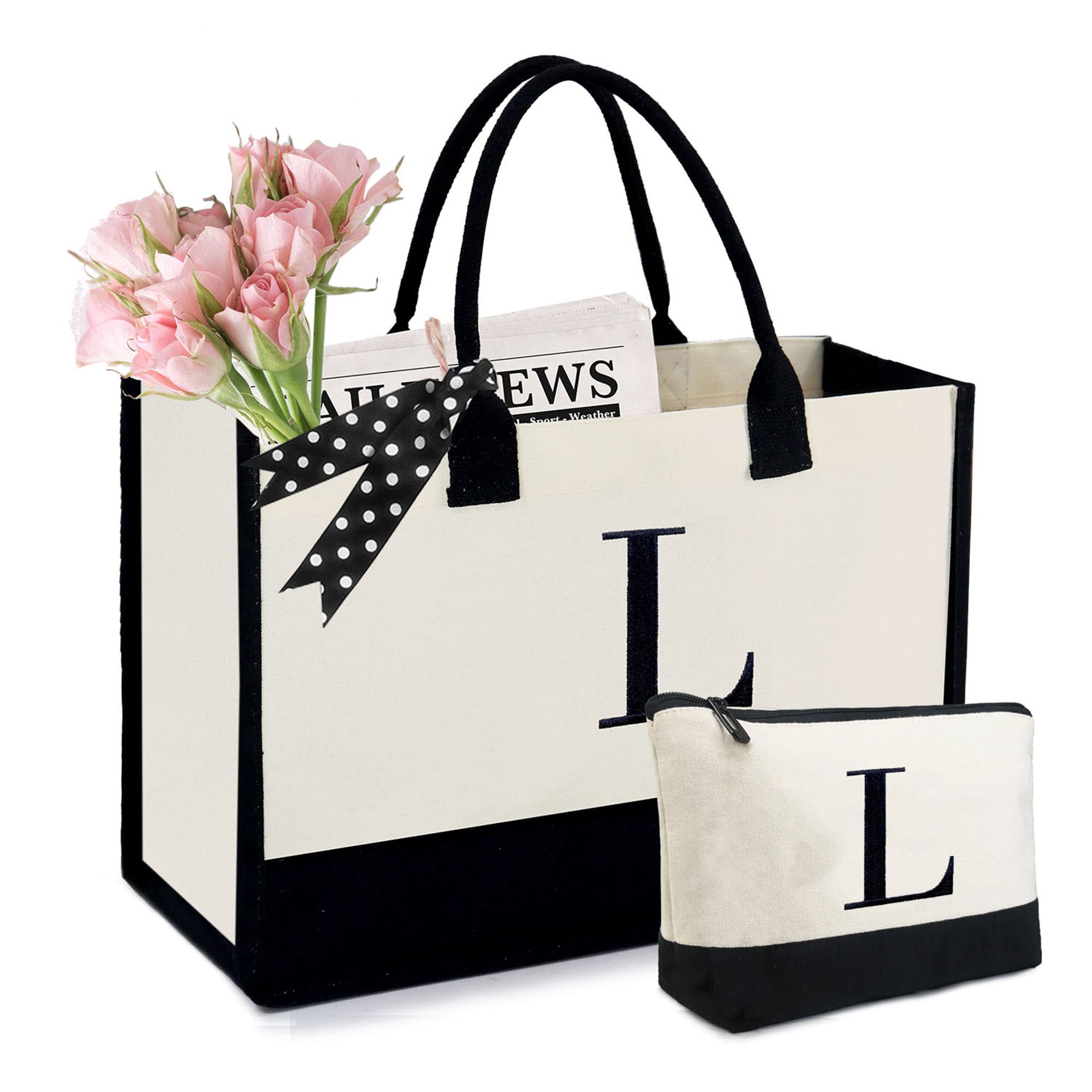 BeeGreen Canvas Tote Bag w Makeup Bag