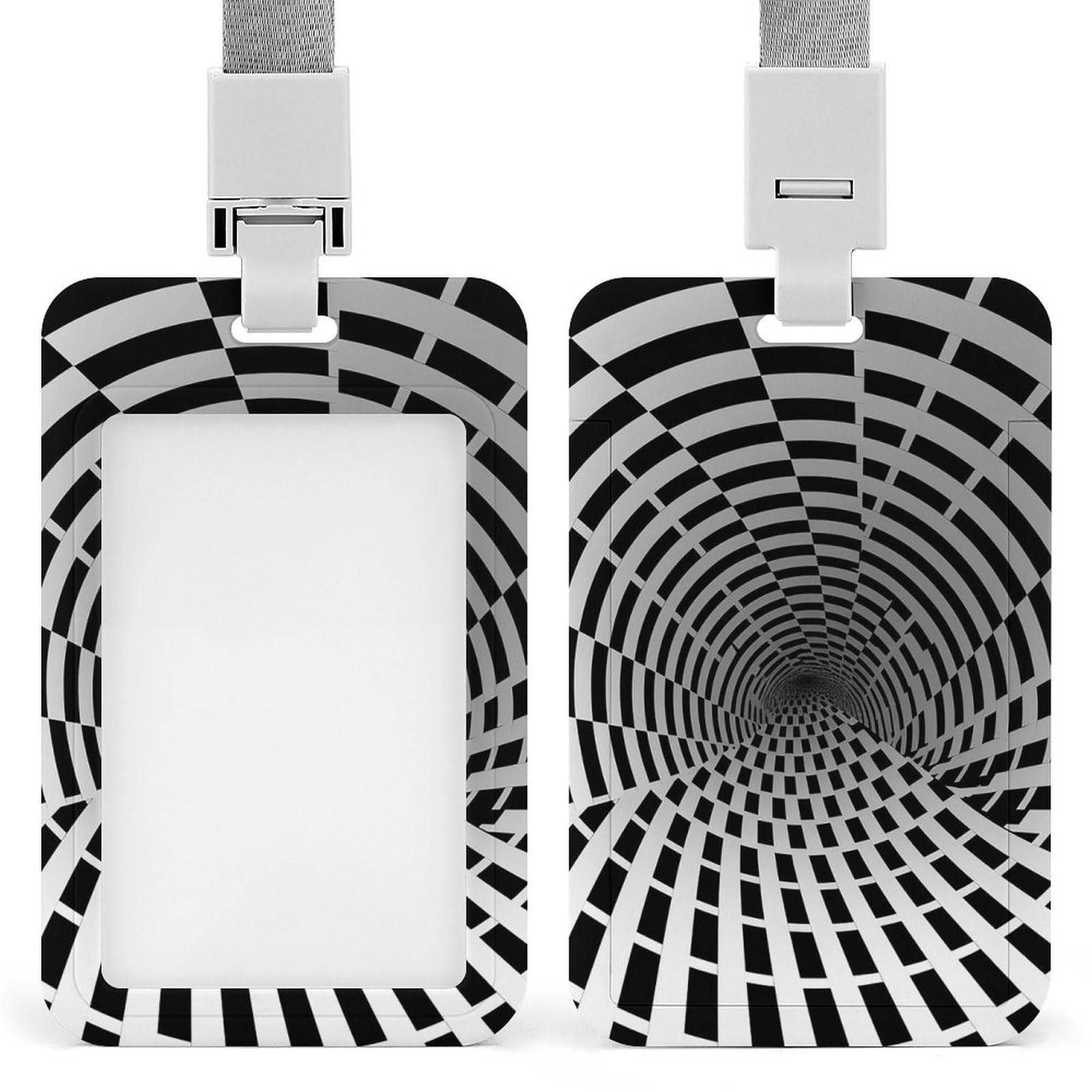 ID Card Holders for Lanyard,Visual Illusion Printed Badge Holder with Clear Window,Plastic Vertical Bus Pass Holders for Work Teacher Nurse Employees Proximity Key Cards Women Men — image 1