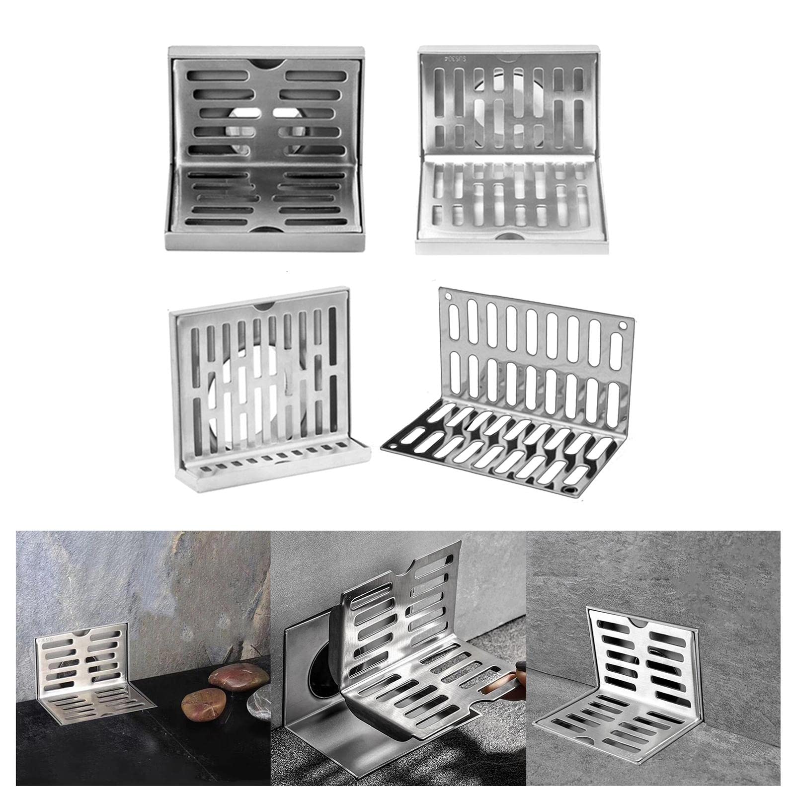 Piletta Doccia A Pavimento Drenaggio del filtro di scarico dell'acqua Doccia con griglia pavimento a forma L dello stesso strato(For 110mm PVC Hose)