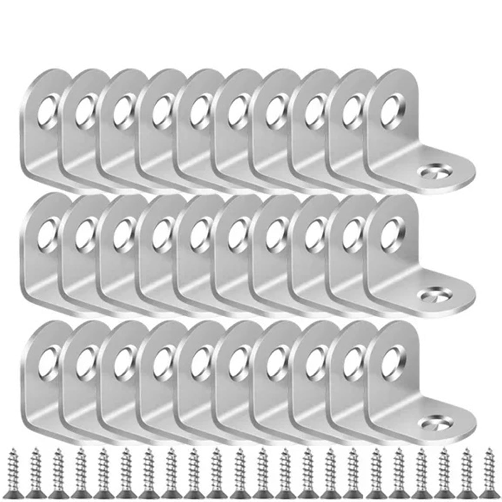 Escuadras Metalicas 1-50 piezas de sujetadores de acero inoxidable en ángulo recto de 90 grados con tornillo for muebles de madera y gabinetes(30 Set)