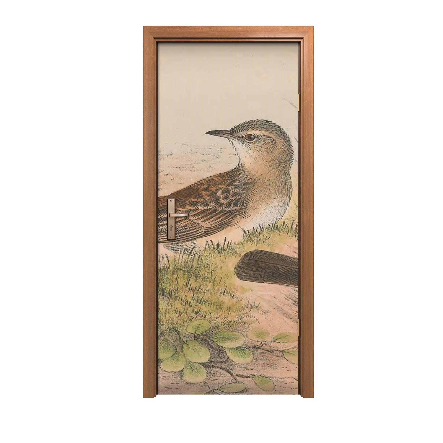 Autocollant de porte oiseaux pour un salon nature et design mural 90x200cm