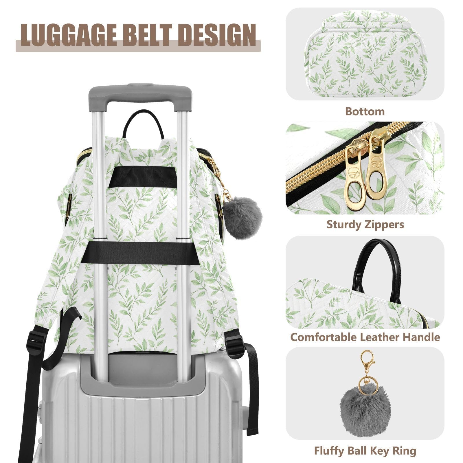 Zaino da 15L alla moda per le donne borsa versatile leggera | Resistente tessuto trapuntato trasformabile silhouette multi cerniera stoccaggio per le signore viaggio shopping sport
