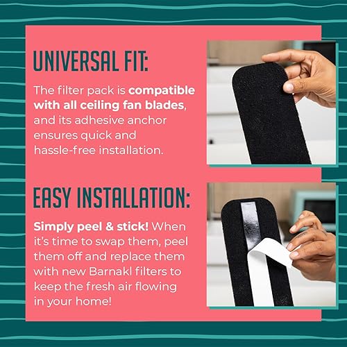 Miniatura 3 de Filtros de ventilador de techo  Filtros de hoja de ventilador de techo de carbón activado para contaminantes domésticos comunes  Ajuste universal