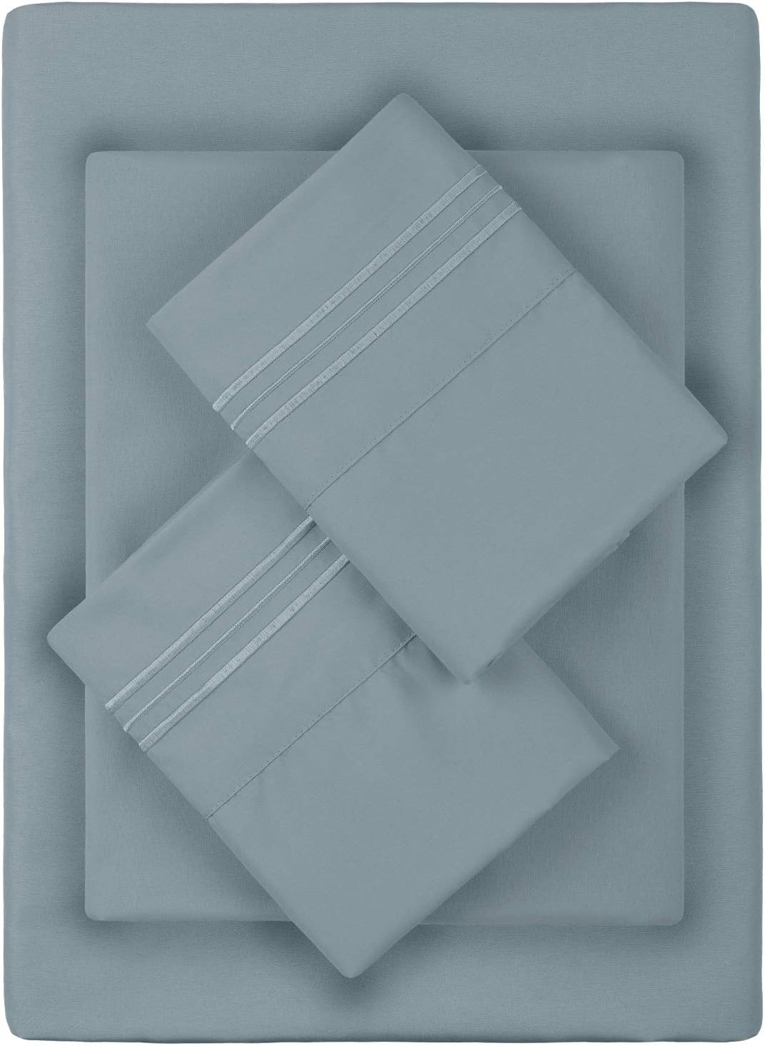 Twin Sheet Set - 1 Pillow Case, Flat and Deep Pocket Fitted Sheet - Extra Soft Twin Sheets - Breathable - Cooling Sheets - Twin Bedding Sets - Fade Resistant (Twin, Blue Hydrangea)