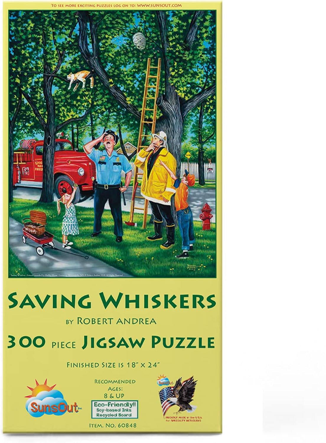 SUNSOUT INC - Saving Whiskers - 300 pc Jigsaw Puzzle by Artist: Robert Andrea - Finished Size 18" x 24" - MPN# 60848