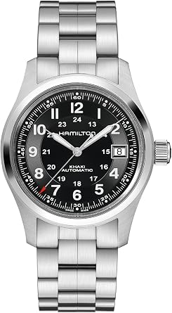 Hamilton H70455133 Mens Wristwatch, Khaki, Field Automatic, 1.5 inches 38 mm, Analog, Black Dial
