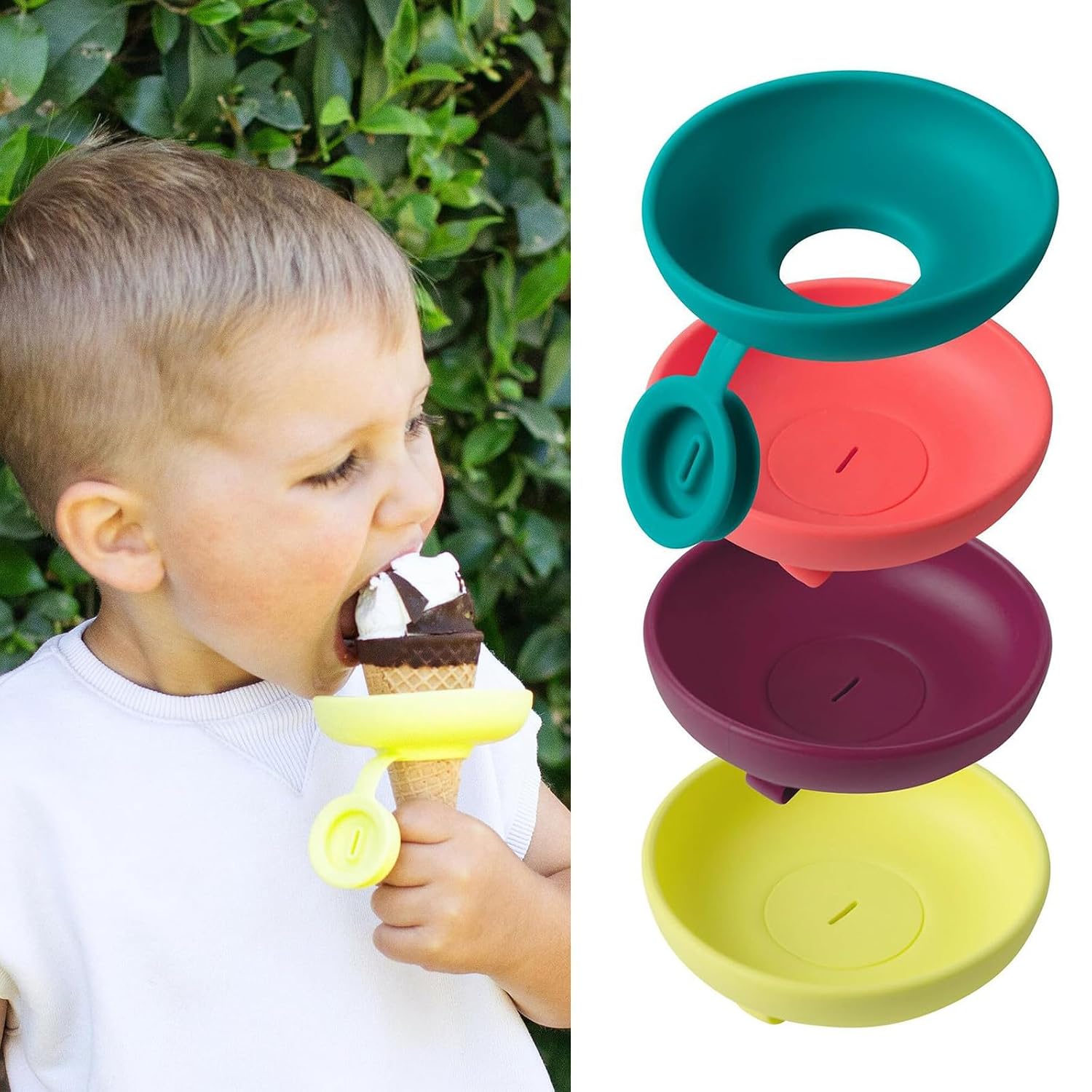 1 / 4Pieces Anti Drip Popsicles Stand Silicone Ice Creams Hand Protectors Leak Holders for Mess Release Snacking Efficient Silicone Ice Popsicles Holders