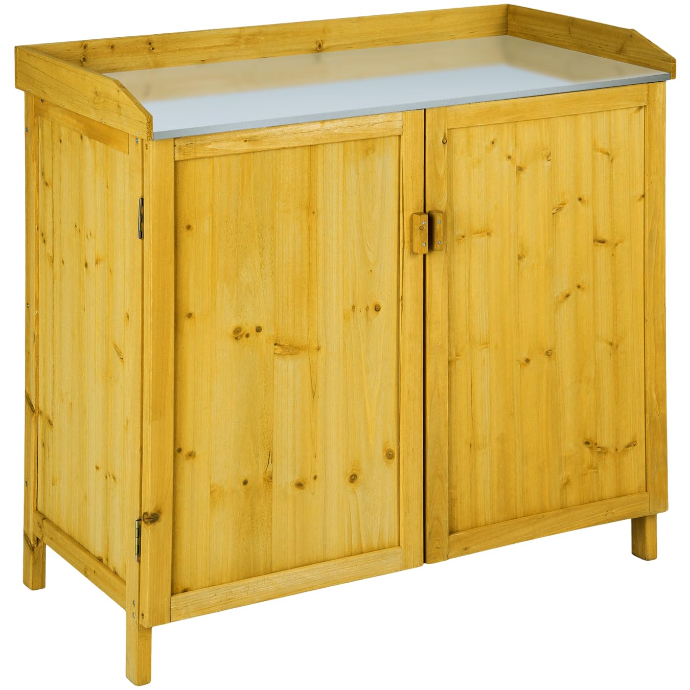 tectake® Table de rempotage Abri de Jardin Bois avec Plan de Travail zingué Table de Culture Rangement des Outils de Jardinage, Armoire de Jardin Exterieur idéal pour Plantes, Fleurs, semis Potager