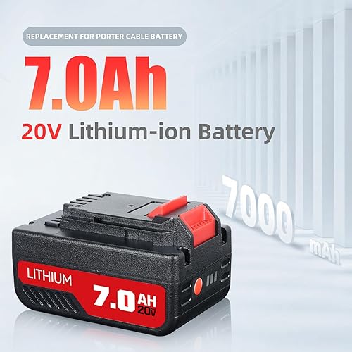 Miniatura 2 de Paquete de 2 baterías de repuesto de 7.0Ah para cable Porter de 20 V, PCC685L, PCC685LP, PCC680L, PCC682L, PCC600, PCC640, 20 voltios, herramientas