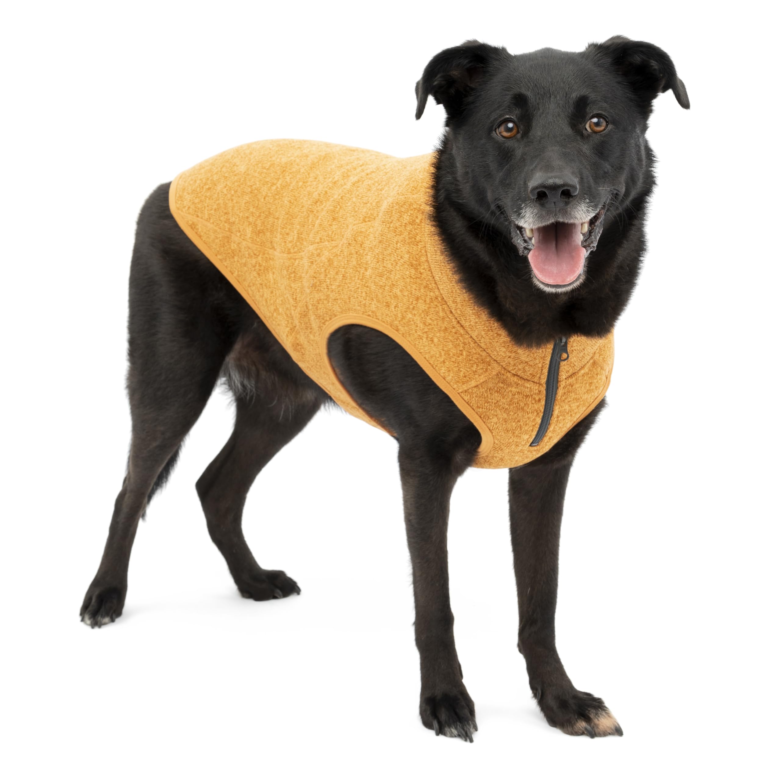 Kurgo Core Sweater - Cold Weather Dog Outfit - Cozy Knit Fleece Layer - Adjustable Neck Dogwear - Reflective Accents - Machine Washable Gear - Heather