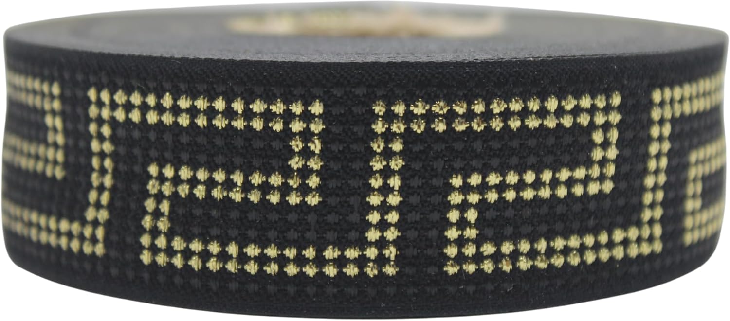 11 Yard Spool 1.10 inch Wide Gold Black Greek Key Ribbon Jacquard Ribbons Jacquard Trims Wide Trims Craft Supplies Vintage Trim Trimming 28307