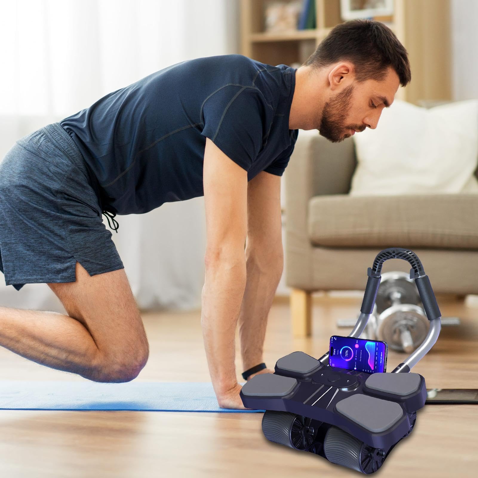 Rueda abdominal de rebote automático, rueda abdominal de apoyo de codos, rueda para abdominales, soporte de codo de 4 ruedas, rueda abdominal, rueda de rebote para vientre delgado