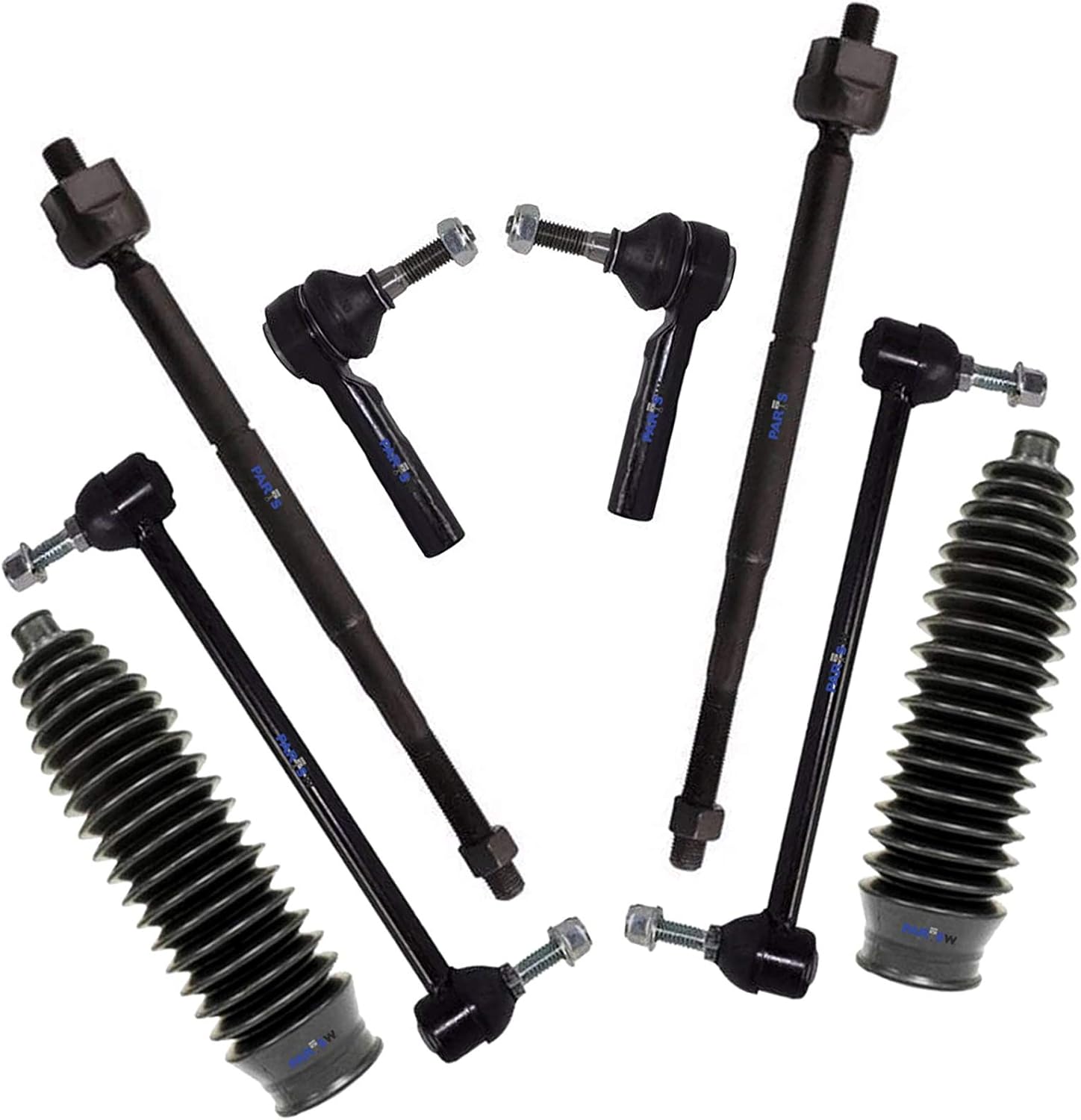 PartsW - 8 Pc Suspension Kit For Chevrolet Cobalt 2005-2010/ Pontiac G5 2007-2009 + More/Front Sway Bars 9.86" CENTER TO CENTER Inner & Outer Tie Rod End Steering Gear Bellows