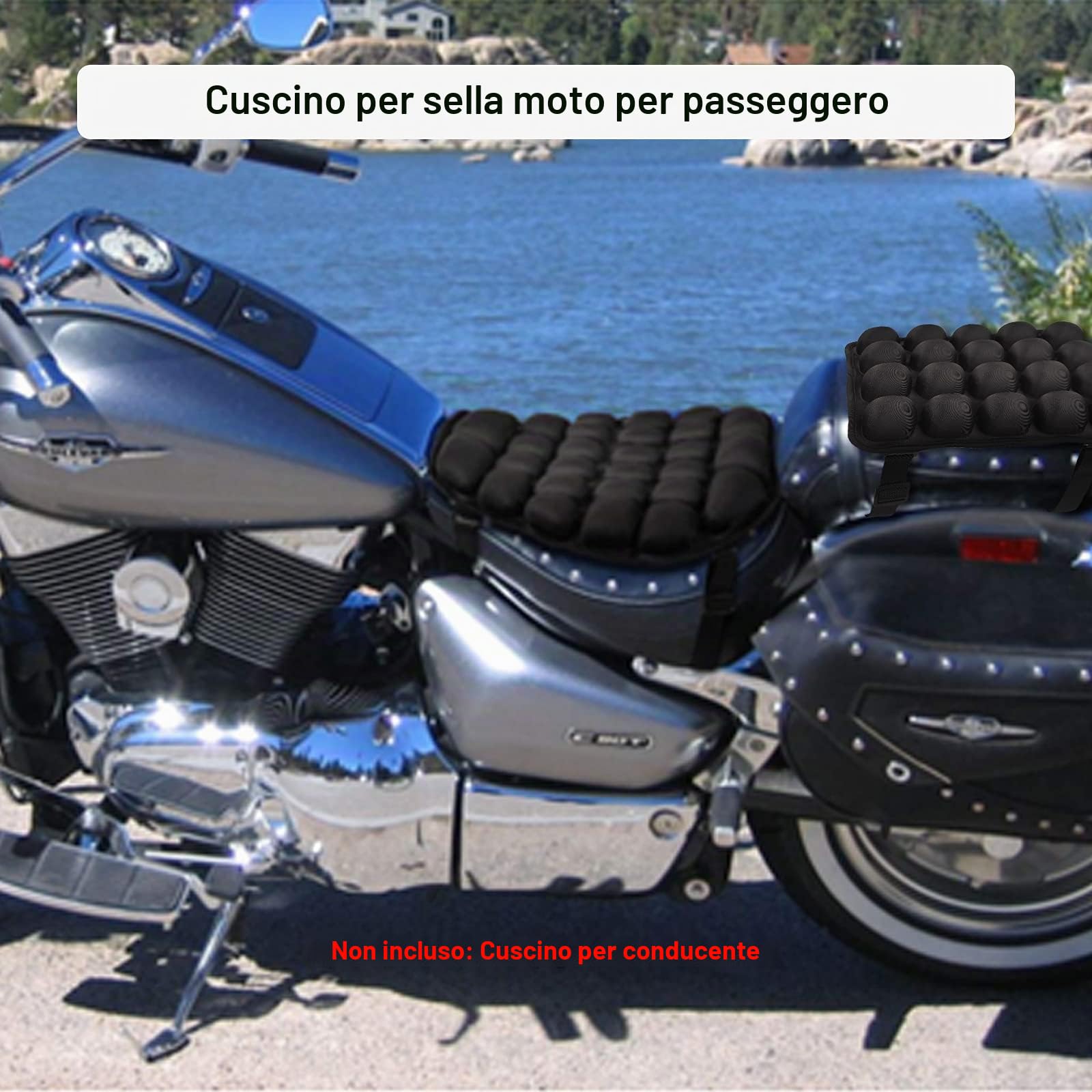 Cuscino per Sella Moto, Aria Sedile Tampone Acqua Raffreddamento Cuscino Sedile per Selle Crociera Cruiser (30 X 23 cm per Passagiere)