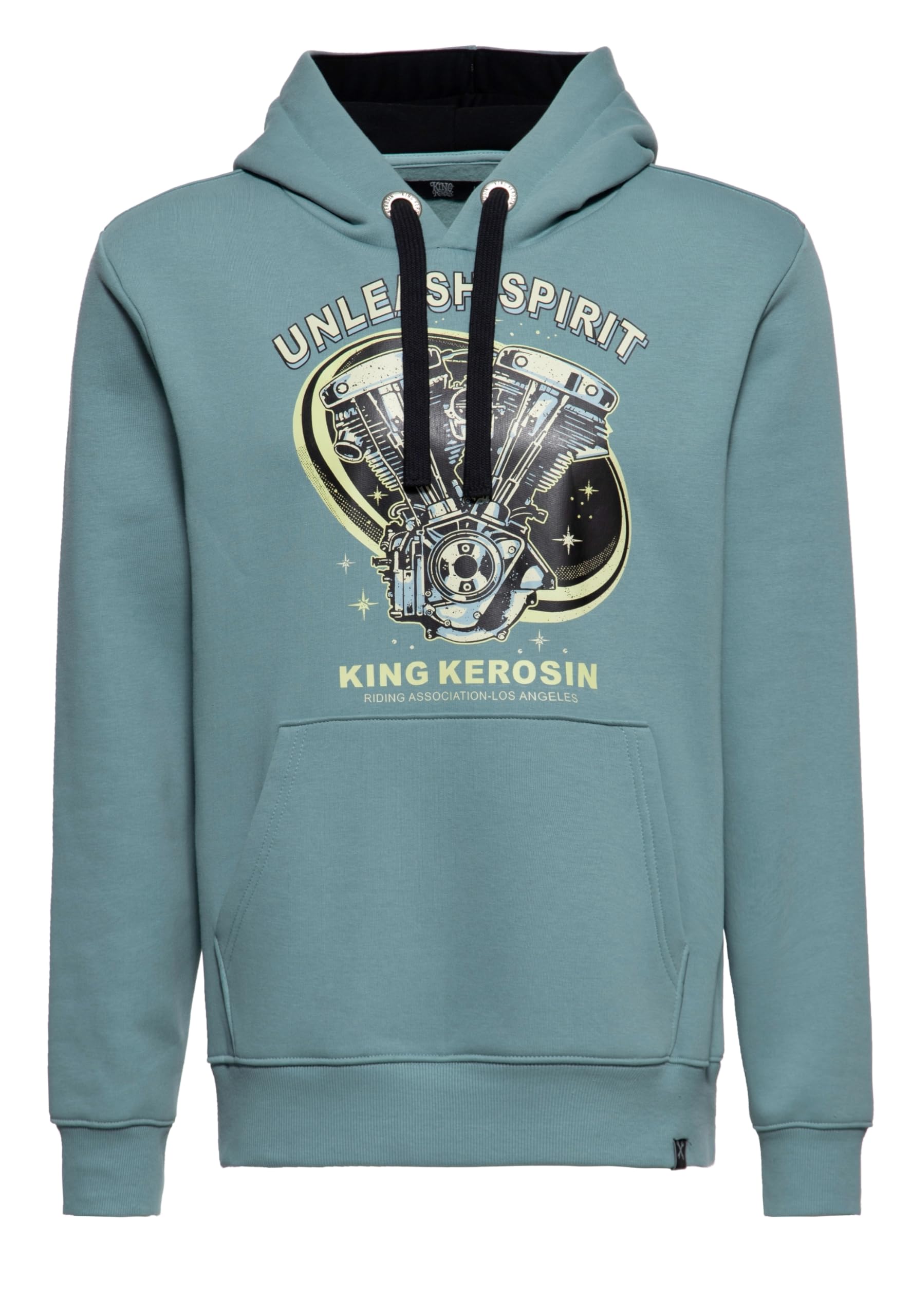 King Kerosin Unleash Spirit Hoodie Hombre Sudadera con Capucha Negro Regular