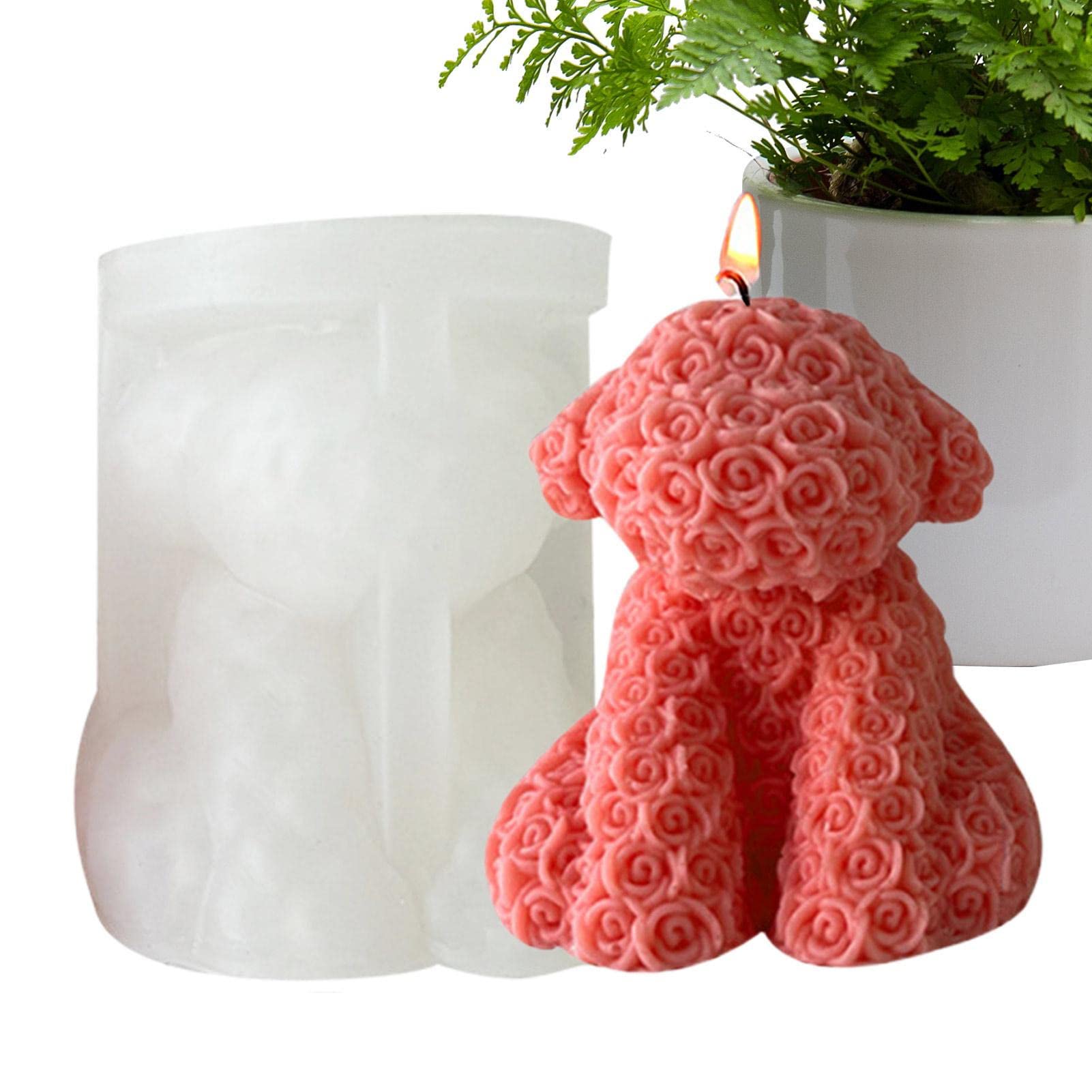 Molde for helado Ice Lolly, molde de oso 3D - Molde de resina de oso 3D con flor en relieve, molde de resina de oso de silicona for dulces, jabón, vela, jabón aroático, chocolate, fiesta del día de Sa