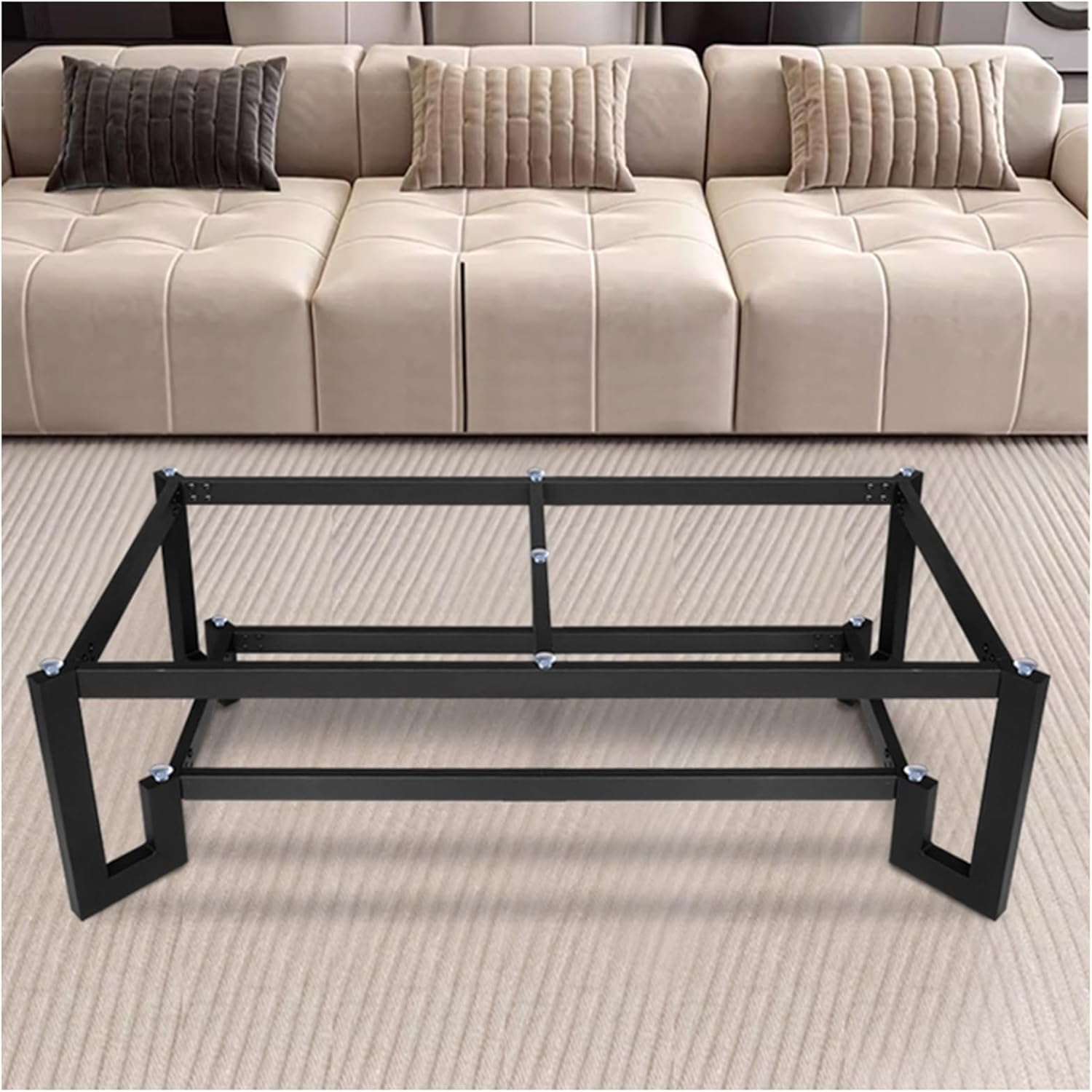 Double-Layer Metal Table Legs Supporting Up to 300 Kg Desk Leg Equipped with Suction Cups and Scratch-Resistance Pads Reinforced Crossbeam Water Proof and Wear-Resistance Height 17.7"