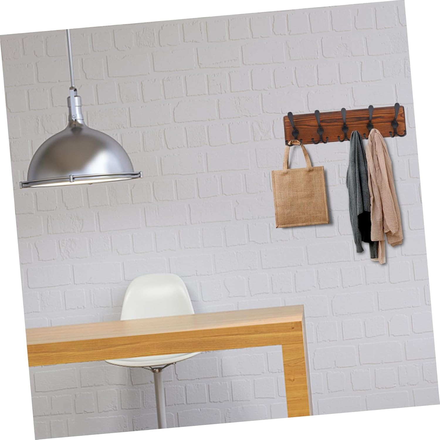 Cabilock Wall Hooks Shelf Wooden Wall Mount Coat Rack Key Holder Versatile Garment Hook for Hallway Bathroom and Kitchen Easy Installation Space-Saving Design