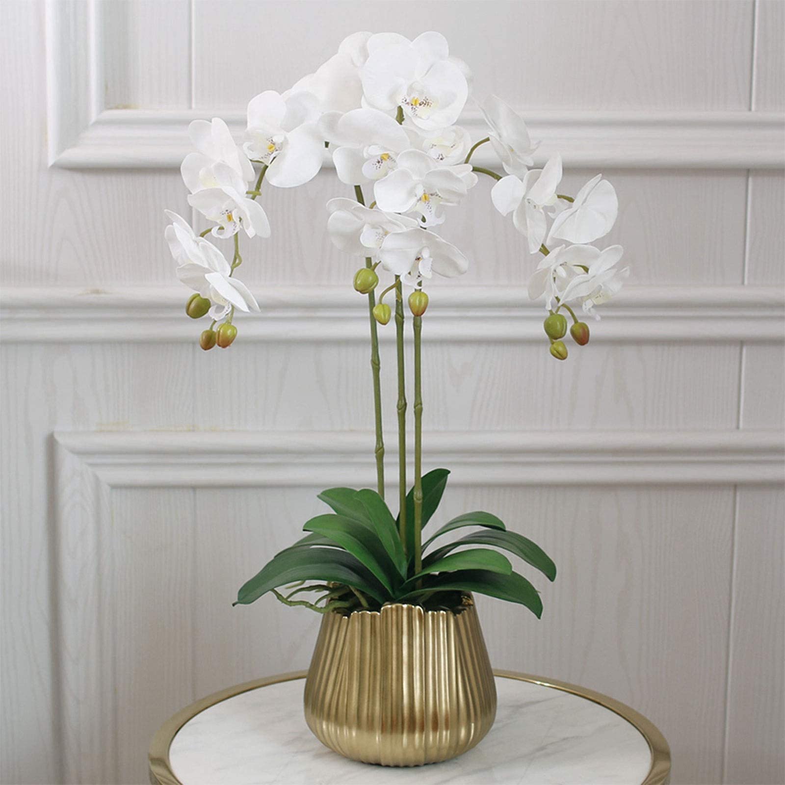 Delicati fiori artificiali di orchidea finta composizione con vaso, bonsai di fiori artificiali per camera, hotel, soggiorno, matrimonio, decorazione per la casa, tavolo da pranzo