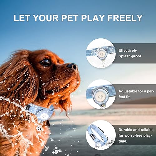 Miniatura 5 de Air Tag - Collar reflectante para perro, paquete de 2 unidades de collar de perro, soporte desmontable para AirTag para collar de perro, collar de
