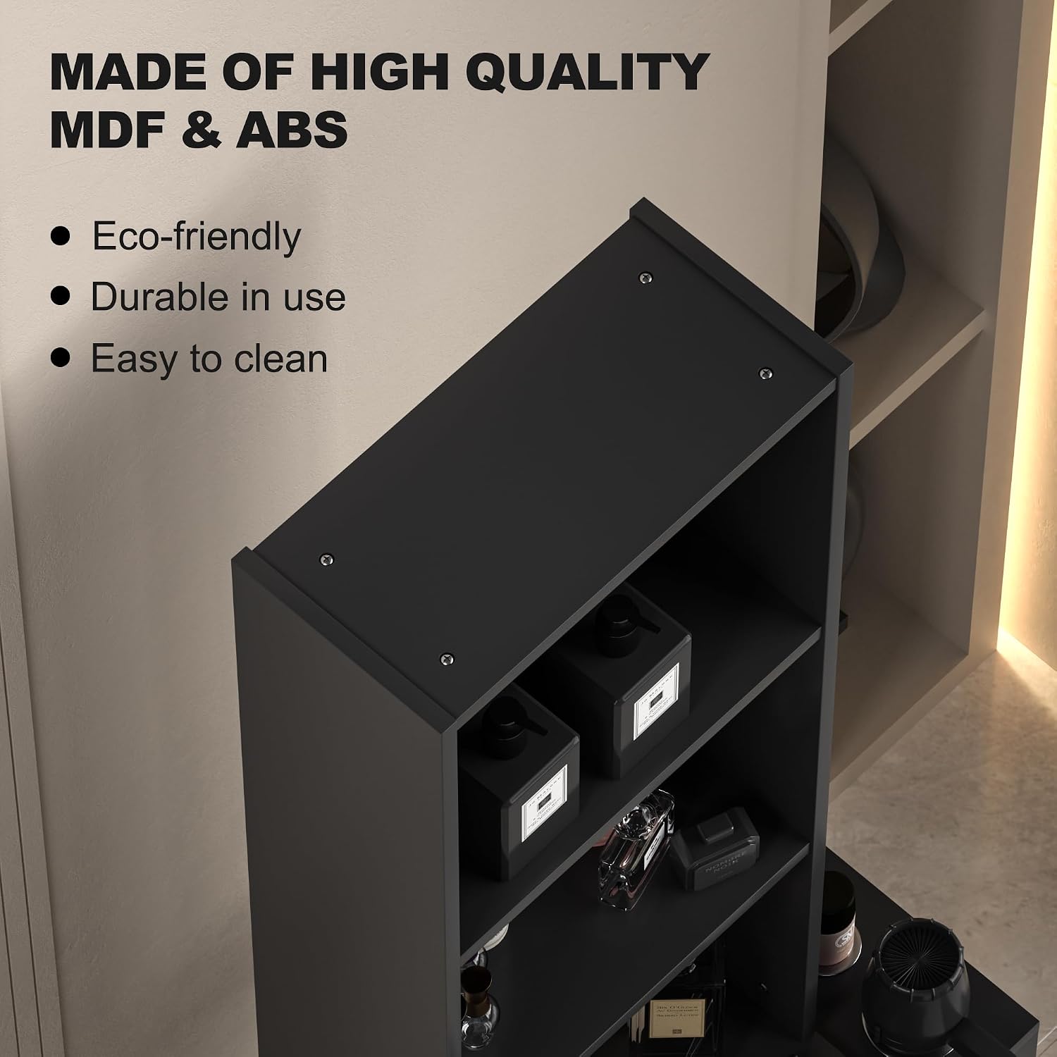 Barber Salon Work Station for Hair Stylist Home Beauty Salon Equipment Barber Supplies Organizer Cabinet 70 Inch Barbershop Furniture Black