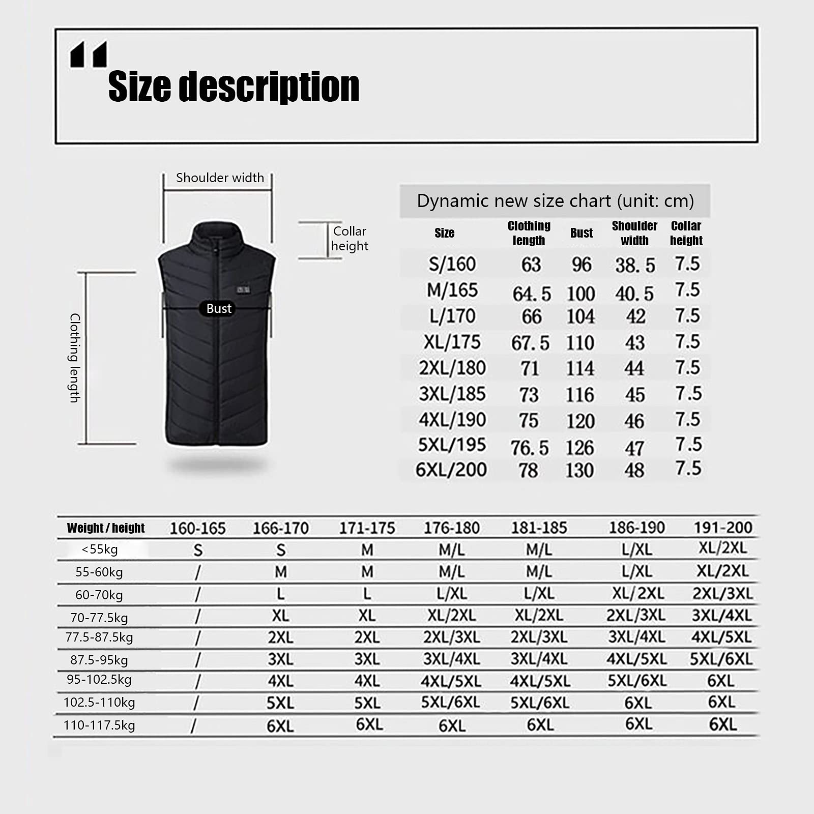 Gilet Chauffant Homme et Femme électrique Chargement USB Veste Chauffante Sans Manche Vêtements Chauffant Hiver Chaud Léger Manteau Doudoune Veste pour Camping Le Ski en Plein Air S-6XL