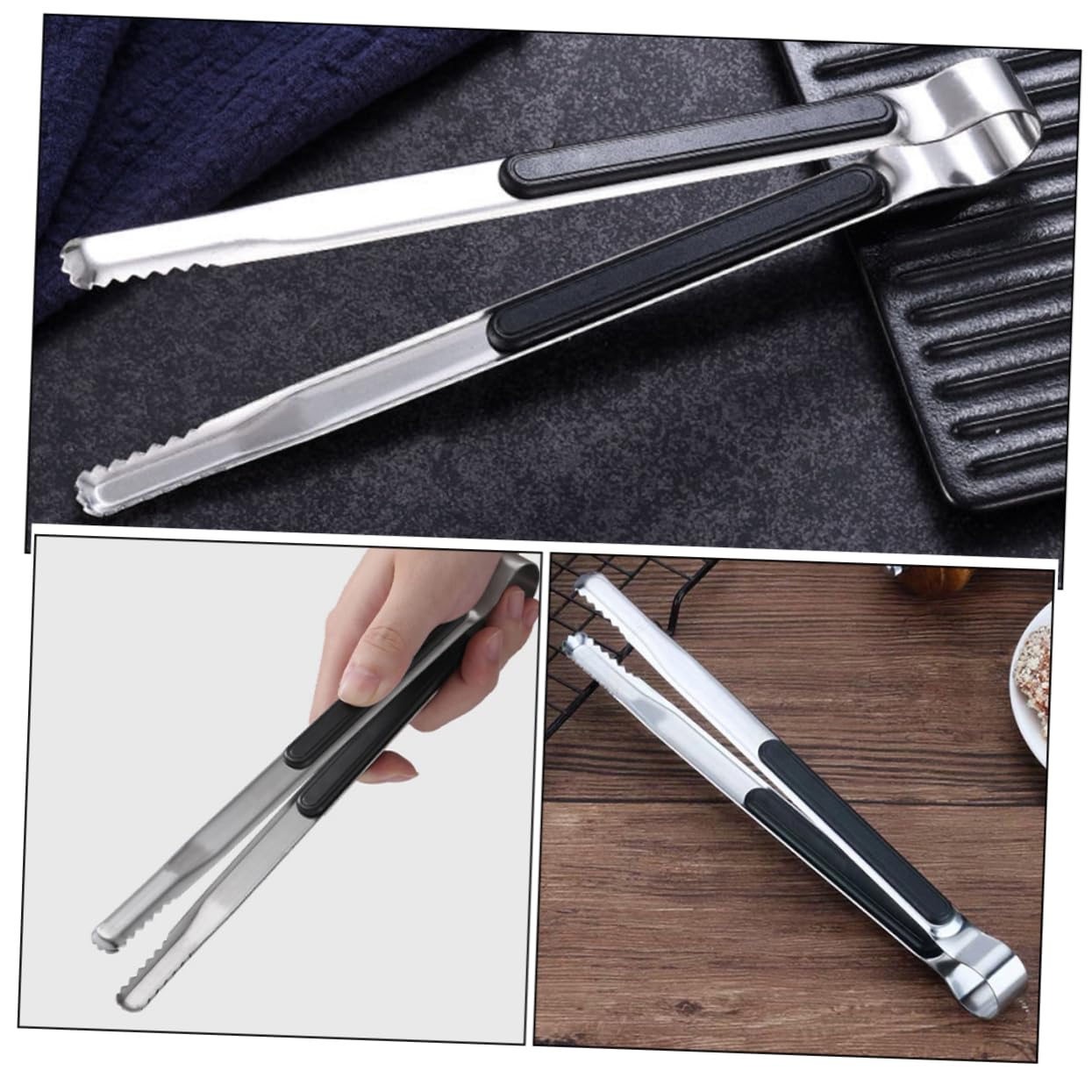 Toyvian 5 Series Pinzas Para Parrilla Ranurado Cocinando Reutilizable De Múltiples Fines Parilla Carne Torneado Fiesta Tenazas Pinzas De Barbacoa Acero Inoxidable 430 4 Piezas X 5