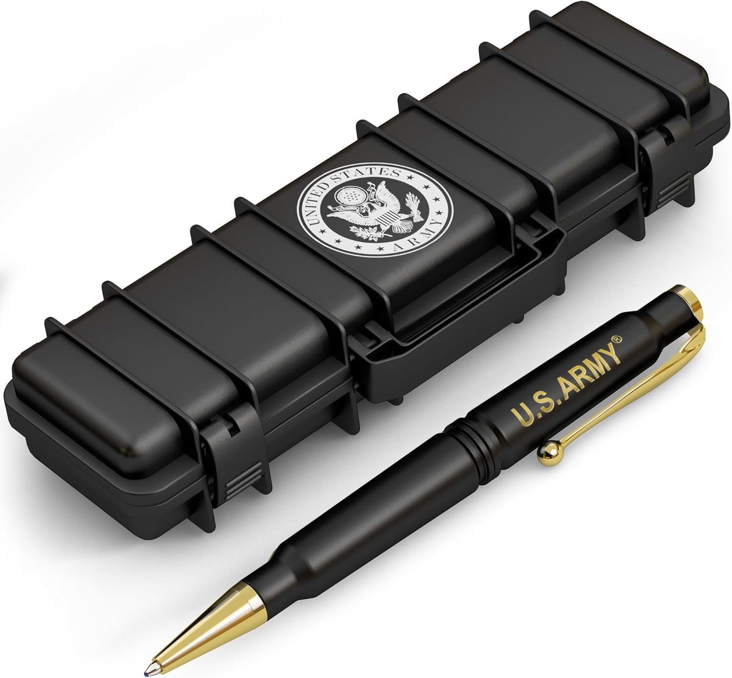 Old Southern Brass U.S. Army Matte Black Casing Refillable Twist Pen – Tactical Style Gift Box – Officially Licensed