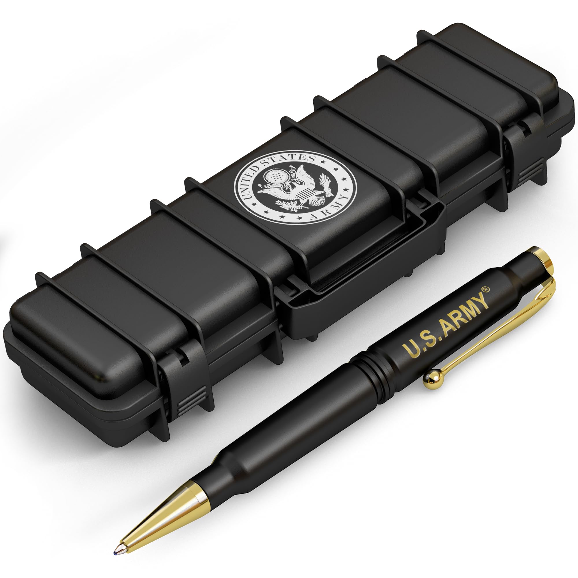 Old Southern Brass U.S. Army Matte Black Casing Refillable Twist Pen – Tactical Style Gift Box – Officially Licensed
