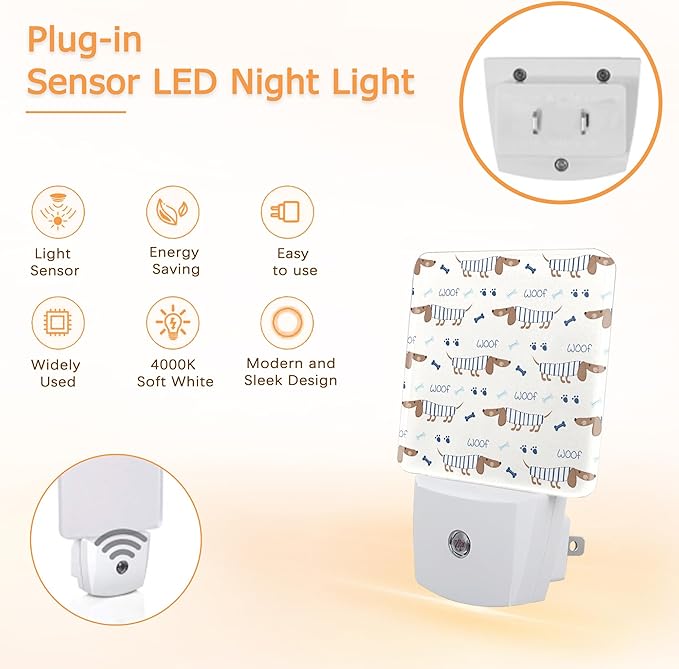 YASHILAIYA YASHILAIYA Cute Dachshund Dog Night Light,Funny Night Lights Plug into Wall Night Lights for Boys Girls Gifts for Stairway Hallway Bedroom 0.5W Nightlight photo 3