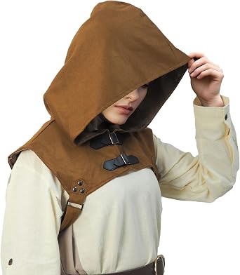 CosInStyle Retro Medieval Hooded Cape for Halloween Cosplay - Compact Renaissance Costume Accessory for Women & Men