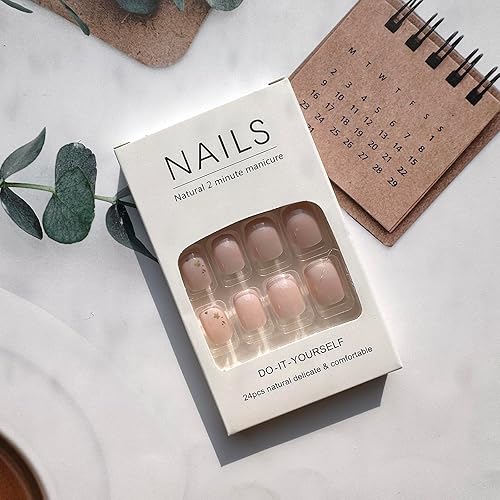 Miniatura 2 de Uñas postizas cortas a presión de otoño, uñas postizas de cabeza redonda con diseño de hoja de arce, diseño de lámina dorada, degradado, brillante,