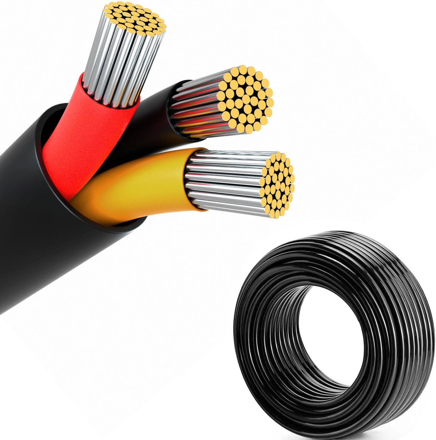 20 Gauge Wire, 3-Conductor Electrical Wire. 20 AWG Stranded Flexible PVC Tinned Copper 20/3 Cord Extension Cable is Used for LED Lamp Lighting, Automotive, Speaker, Audio, Power, etc. (33FT - 10M).
