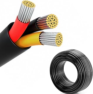 22 Gauge Wire, 3-Conductor Electrical Wire. 22 AWG Stranded Flexible PVC Tinned Copper 22/3 Cord Extension Cable is Used for LED Lamp Lighting, Automotive, Speaker, Audio, Power, etc. (33FT - 10M).