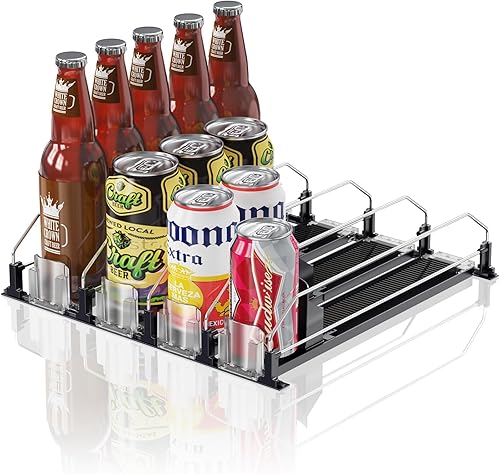 Miniatura 12 de Organizador de bebidas para mini refrigerador, 12 onzas, 16 onzas, 20 onzas, dispensador de latas de soda para refrigerador, ancho ajustable,