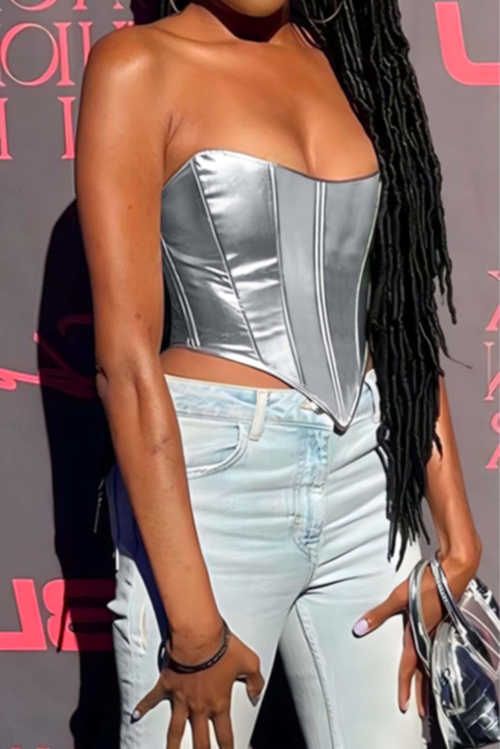 ABMOIU Leather Corset Tops for Women Strapless Lace Up Boned Sweetheart Neck Bodyshaper Bustier Sexy Crop Top - Image 3