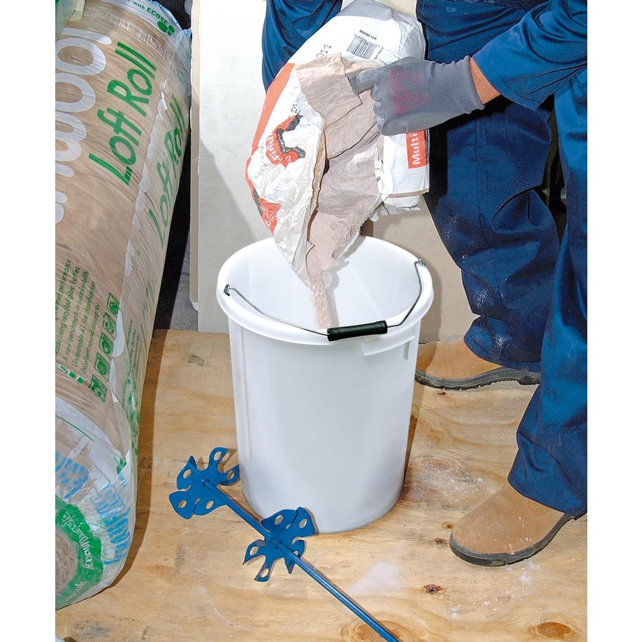 Draper 12100 Seau mélangeur pour plâtrier Blanc 25 l