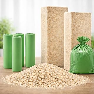 Toilet Sawdust Compost Composting 4.4 Pounds Kit with 8 Gallon Biodegradable Bags for Indoor and Outdoor Portable Toilets, All Natural Odor Control Wood Shavings for Camping Rv Off-grid Living