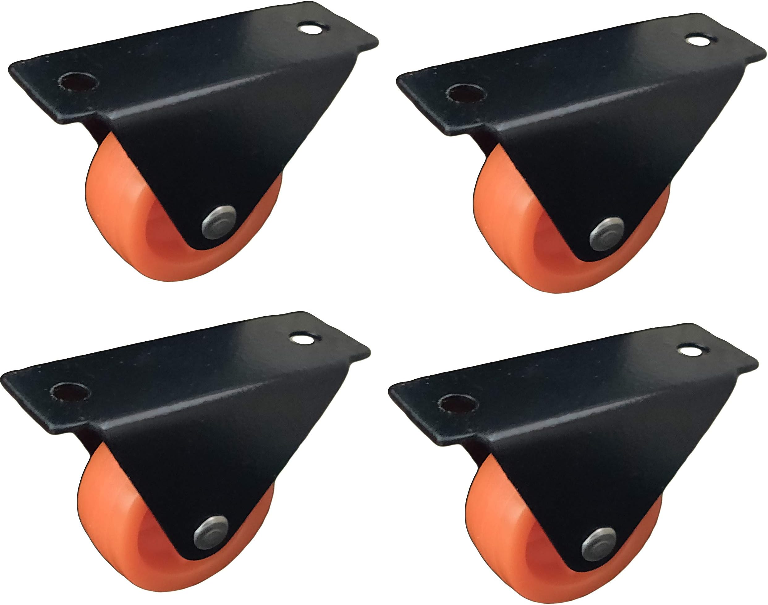 Impoda 4 x Small Fix Wheel Castor / 80kg Load Capicity (Black-Orange)