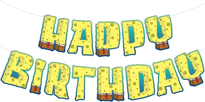 KatchOn Pre Strung Happy Birthday Banner 10 Feet | Cartoon Banner Sign For Happy Birthday Decorations, Yellow Theme Birthday Party Supplies For Boy And Girl Party Decorations