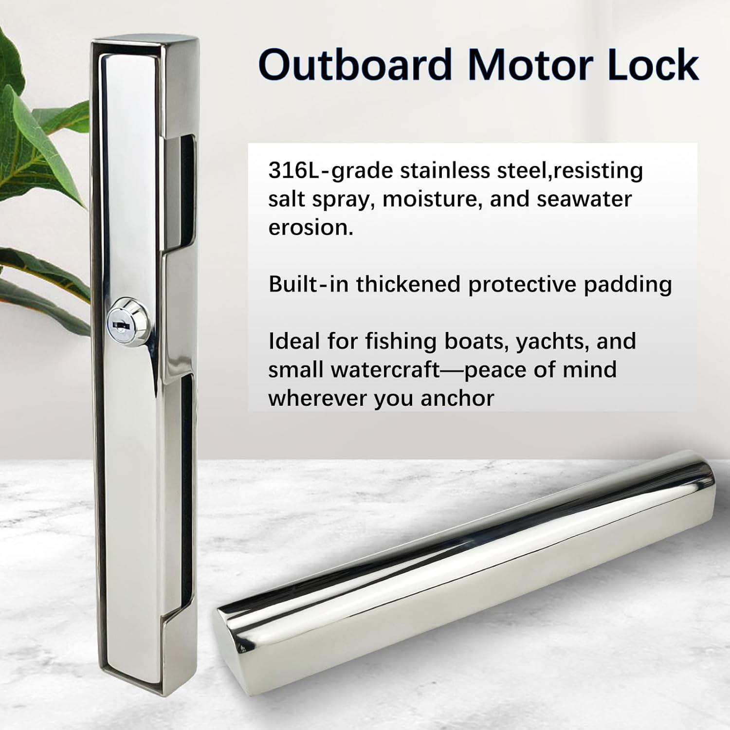 Heavy Duty 304 Stainless Steel Outboard Motor Lock, Anti-Theft Boat Engine Lock for Watercraft Protection