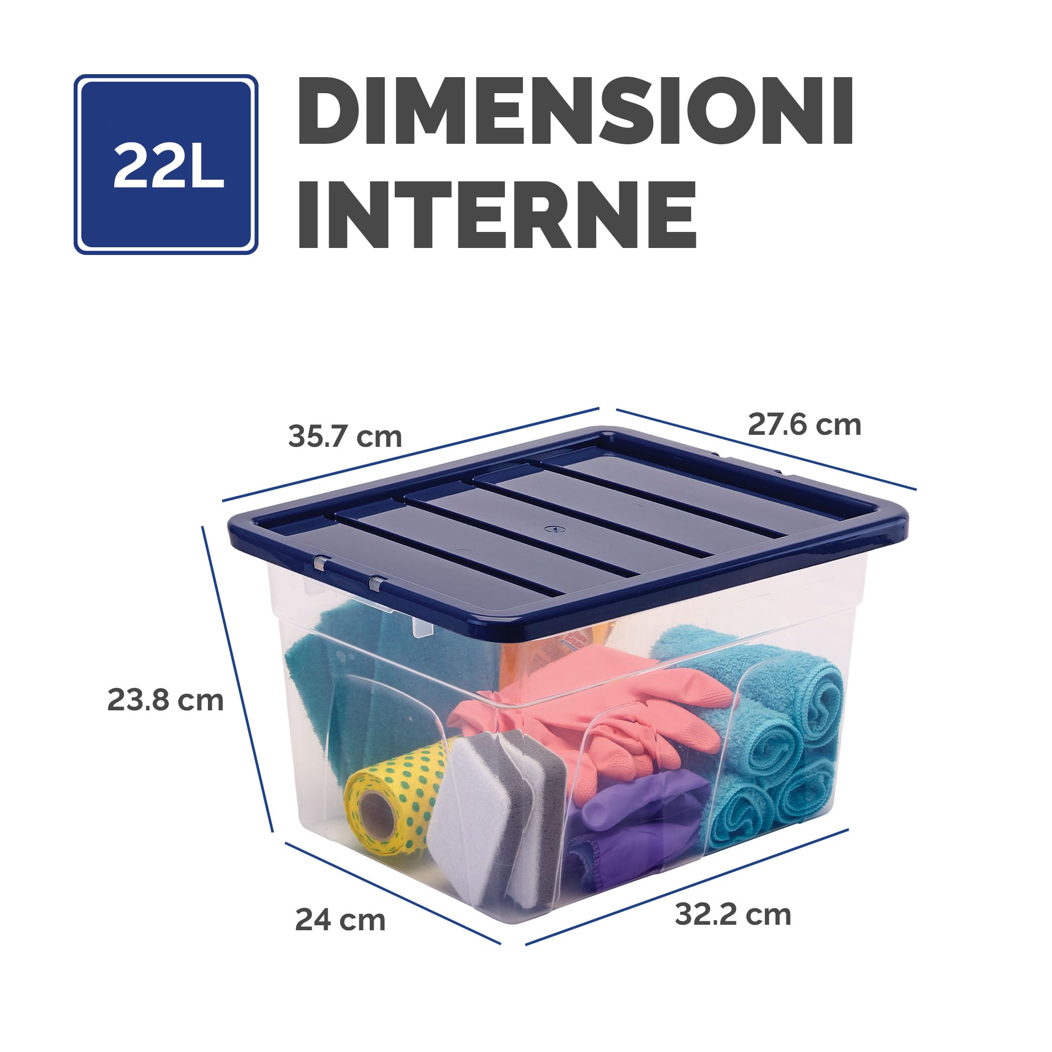 Bankers Box 22L scatole in plastica in confezione da 3, BPA-Free, con coperchi riciclati al 100%, impilabili, coperchio anti polvere, 24,5x32x40cm, ideali per organizzare la casa e l'ufficio