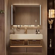 Bathroom Vanities, Floating Cabinet Has Sensing Light Strip, LED Lighting and Smart Defogging, Multifunctional Shelf, Bathroom Cabinets with Sink Style A, 32IN